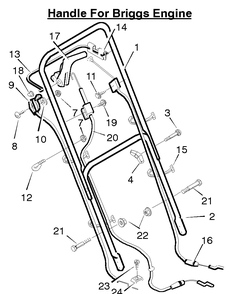 Handle Assembly Diagram and Parts List for 20905X8C 1996 Briggs and Stratton Lawn Mower